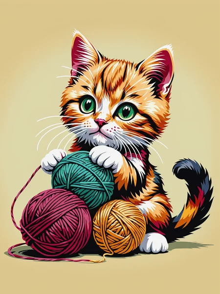 mad-stncl, cat playing with a ball of yarn, flat color,  <lora:Stencil_Art_SDXL:0.8>, (masterpiece:1.2), best quality