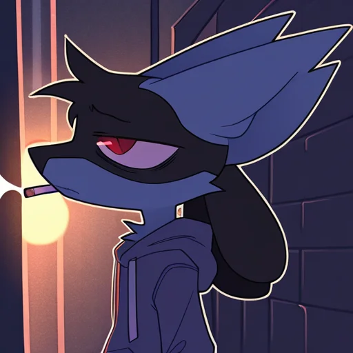 sinnerpen,
masterpiece,best quality,amazing quality, sfw,
BREAK
solo, lucario, male, no human,
BREAK
1boy, displeasure expression, tired, hoodie, hood,
standing, smocking,
from side, half body, night, dark ambient, cigarette light, alley, focus face