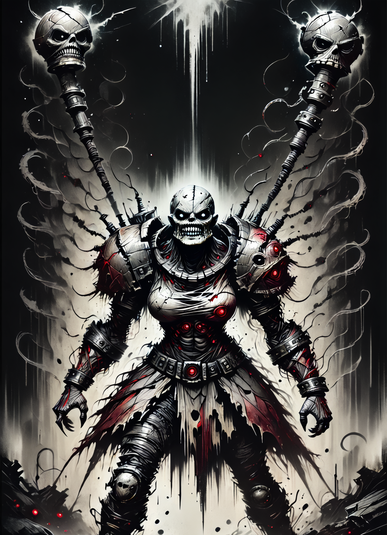 DonMB01dD4rkXL score_9, score_8_up, score_7_up, score_6_up, female damaged dalek, mercenary,sorcerer, celestial hammer rating_safe   <lora:DonMB01dD4rkXL-pony:1>