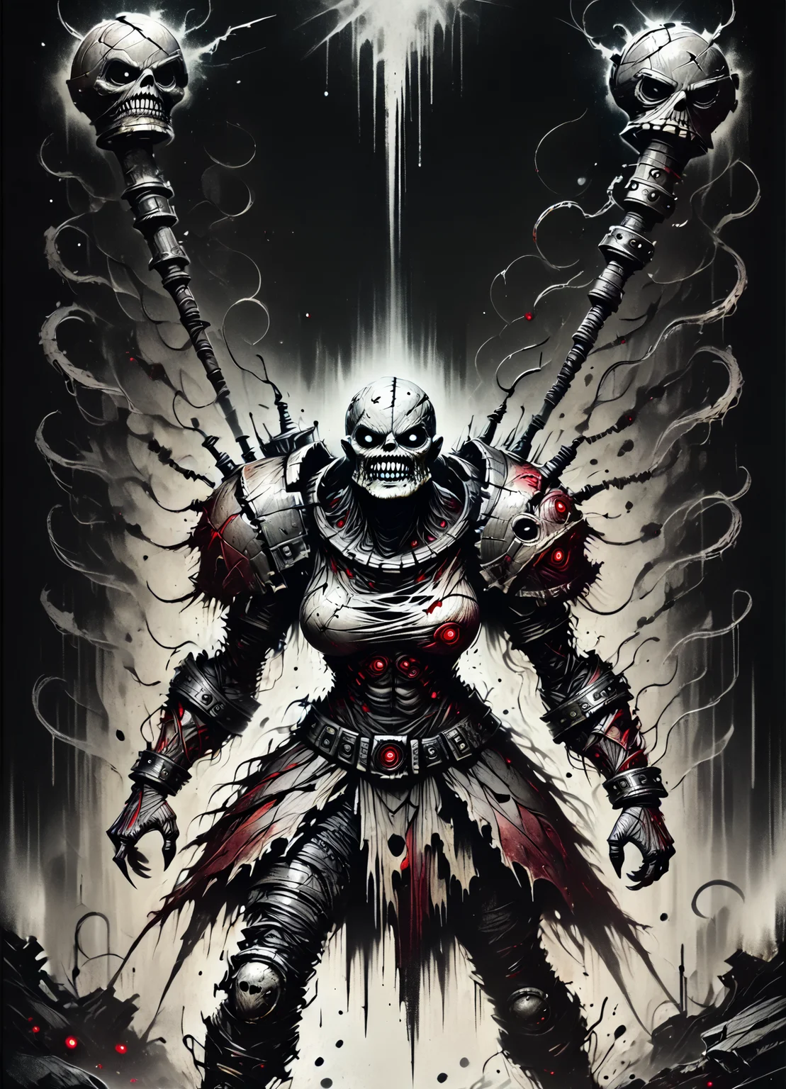DonMB01dD4rkXL score_9, score_8_up, score_7_up, score_6_up, female damaged dalek, mercenary,sorcerer, celestial hammer rating_safe <lora:DonMB01dD4rkXL-pony:1>