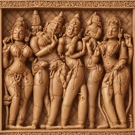 high quality, masterpiece <lora:Khajuraho:1>Khajuraho erotic high relief statues