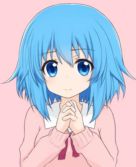 wolfychu, blue hair, blue eyes, <lora:Wolfychu_Pony-000009:1>