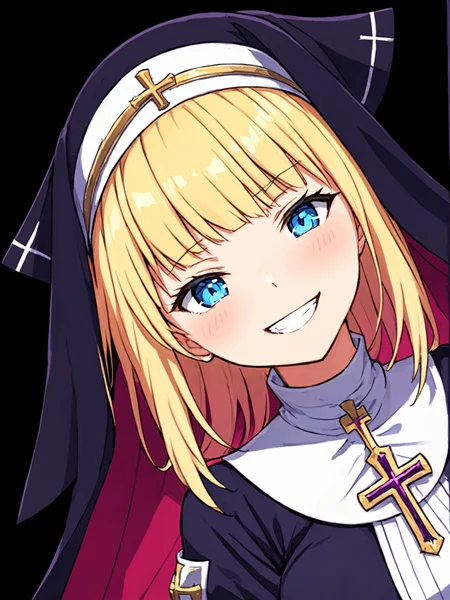 masterpiece, best quality,
(cel shading),
<lora:exorcistcharlotte.sdxl.v1:0.85>
exorcistcharlotte, solo, looking at viewer,simple background, cross, upper body, black background,
happy smile,