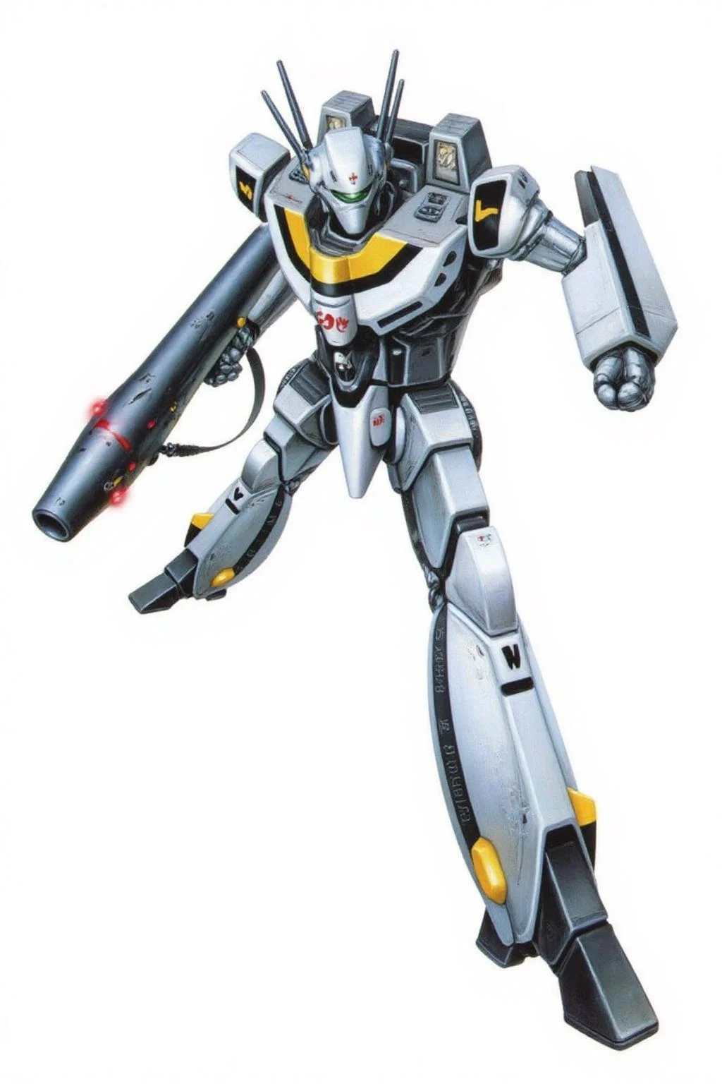 m9cha illustration
A futuristic, humanoid combat robot, in a dynamic action pose. The robot, predominantly white with metallic accents, is depicted in a combat stance, holding a large, futuristic rifle with a glowing barrel, pointed forward as if aiming. The mech has a sleek, armored body with a cockpit section visible on its back. <lora:macmecha1_cap_d6a3e11:1.0><lora:820681625353581054:0>