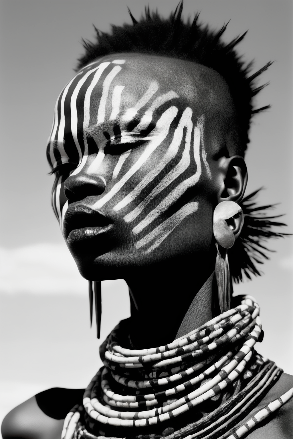 <lora:Zanele Muholi Style:1>Zanele Muholi Style - hasselblad photography Omo Valley punk Vogue editorial
