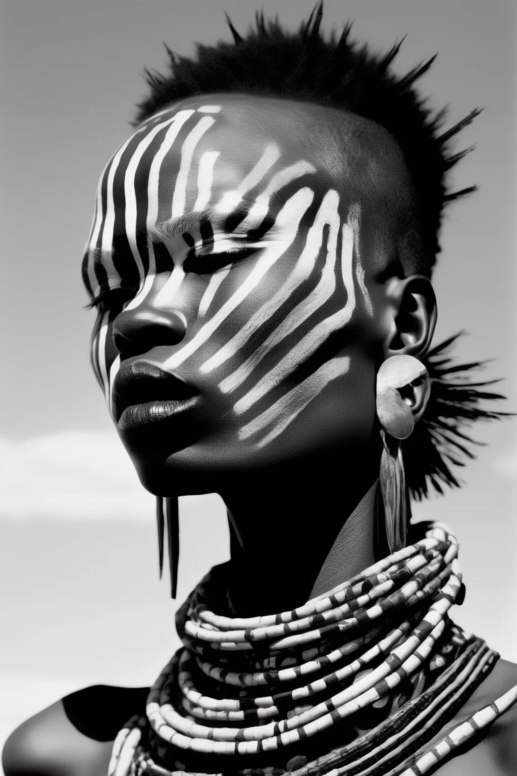 <lora:Zanele Muholi Style:1>Zanele Muholi Style - hasselblad photography Omo Valley punk Vogue editorial
