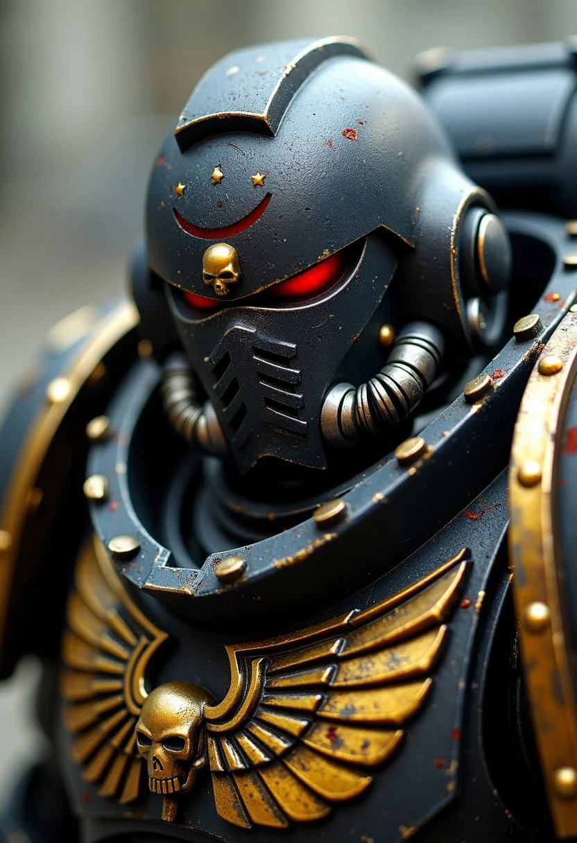 Warhammer 40k space marine portrait without helmet, scar over eye, ultra-detailed