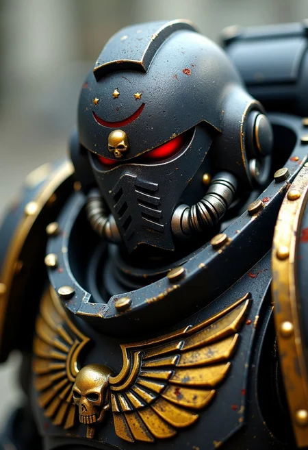 Warhammer 40k space marine portrait without helmet, scar over eye, ultra-detailed