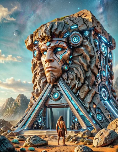 cinematic still outatimelora, caveman, futuristic building . emotional, harmonious, vignette, 4k epic detailed, shot on kodak, 35mm photo, sharp focus, high budget, cinemascope, moody, epic, gorgeous, film grain, grainy, outatimelora, caveman, futuristic building, dramatic light, epic background, colorful, sharp focus, cinematic, highly detailed, coherent, symmetry, magical, mystical, artistic, surreal, striking, extremely beautiful, perfect detail, professional, best, pure, fine, full color, intricate, innocent, vivid, spectacular, creative, positive, joyful, unique