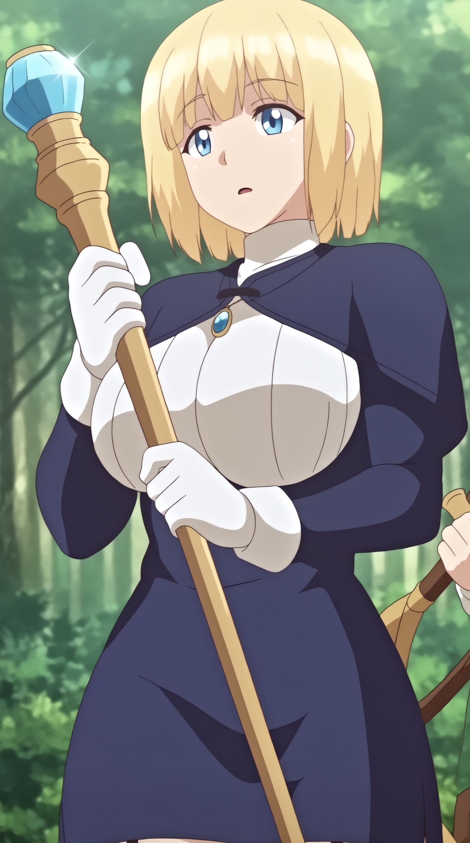 score_9, score_8_up, score_7_up,anime_source, source_anime, best background, detailed background, anime screencap, 4k, upscale,  Tianne Rutheim, Main Outfit, holding, weapon, staff, nature, forest, holding staff, bow \(weapon\)  <lora:JN_Tianne_Rutheim_Pony:0.8>