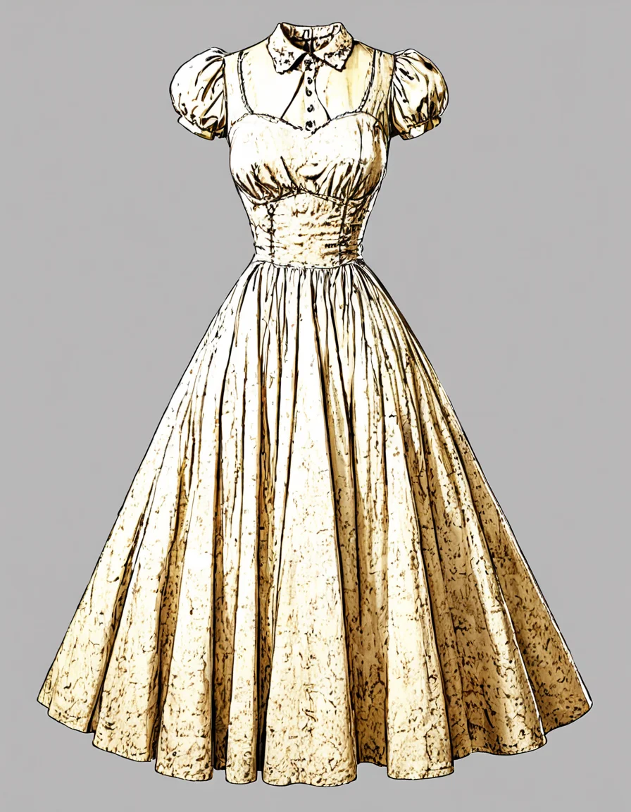 a vintage Dress, <lora:unworn_clothingno_peopleno_characters:1>,white background,