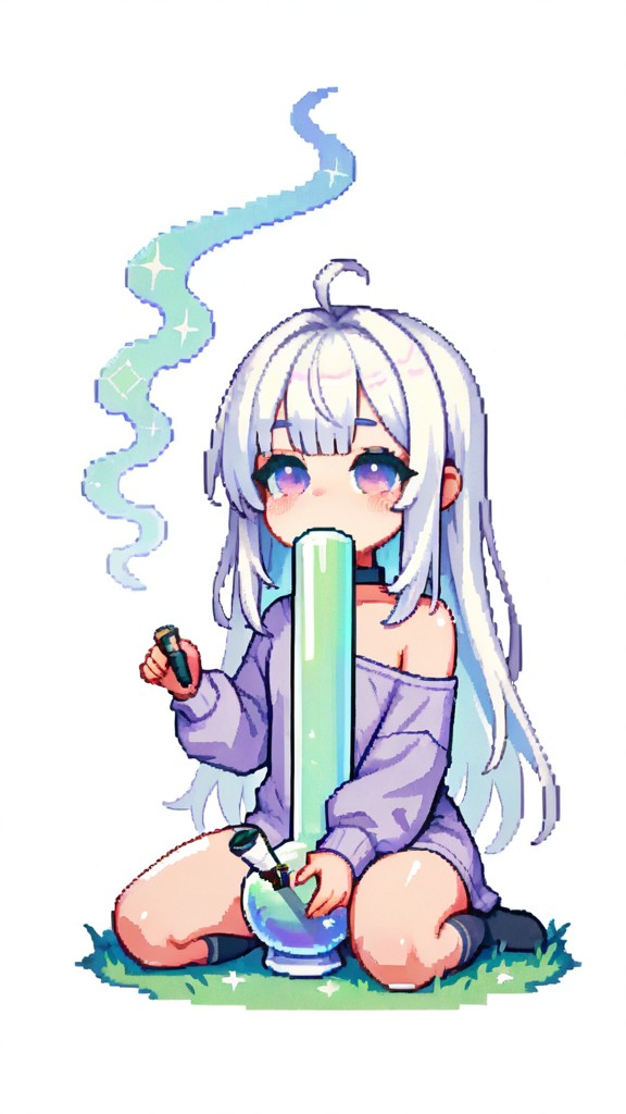 ,masterpiece,best quality,newest,  <lora:BongHitIL:1.0> bongil, 1girl, solo, pixelart,