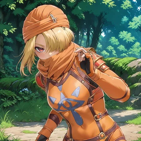 1girl, orange outfit, <lora:SheikXL:.8>, soft hands, red eyes, blonde hair, (anime, masterpiece, intricate:1.3), (best quality, hires textures, high detail:1.2), (4k),(incredibly detailed:1.4),UHD, 8K, ultra detailed