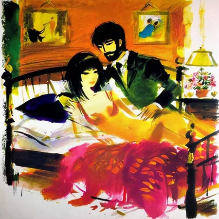 grabianski lovers in the bedroom<lora:grabianski:1>