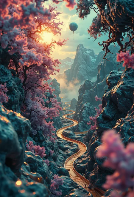 Masterpiece, forced perspective, bird's-eye view of a memory cartographer, neural compass in hand, charting the landscape of forgotten dreams, unprecedented detail, 16K resolution, psychology textbook cover, intricate emotional terrain features, subconscious symbolism background