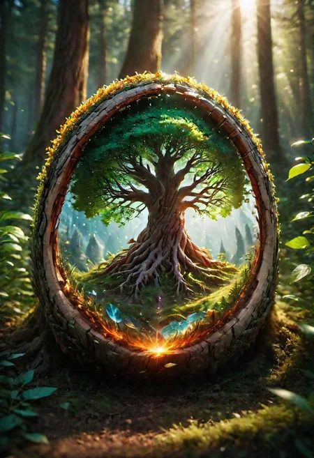 onoff, a photo of a (beautiful:1.2) Yggdrasil, colorful, glowing, ultra detailed, well defined bark and leaves masterpiece <lora:onoff4:1>