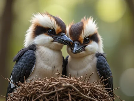 two kookaburras nesting, ludicriously cute