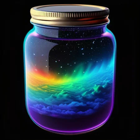 bioluminescent rainbow, ultra detail colorful nebula universes in a jar ral-lava:0.9:20 ultra realistic 8k cg, masterpiece, professional artwork, cinematic lighting,Contained Color