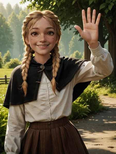 score_9, score_8_up, score_7_up, BREAK, Lillemor, 1girl, brown eyes, freckles, smile, looking at viewer, <lora:Lillemor:1>
