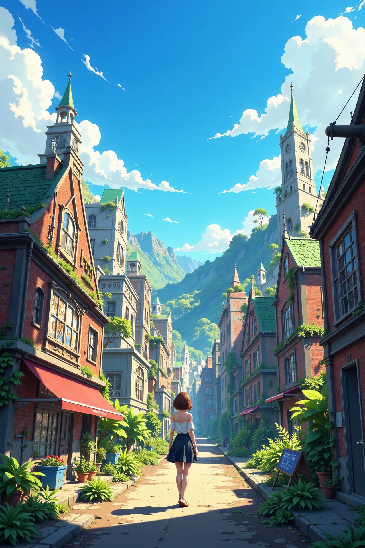 abandoned city beautiful  anime landscape, bright sunny sky, woman, very intricate, very detailed, sharp, bright, colorful, <lora:Hand v2:0.5> <lora:Anti-Blur:1><lora:Insane Detail Slider:0.25>  <lora:flux.1_lora_flyway_Epic-detail_v2:0.3> <lora:fluxenhancer:0.25> <lora:ROWER:0.6> <lora:flux-charmer-v1-1:0.4>  <lora:classic-cartoon:1> cl4ss1cc4rt00n