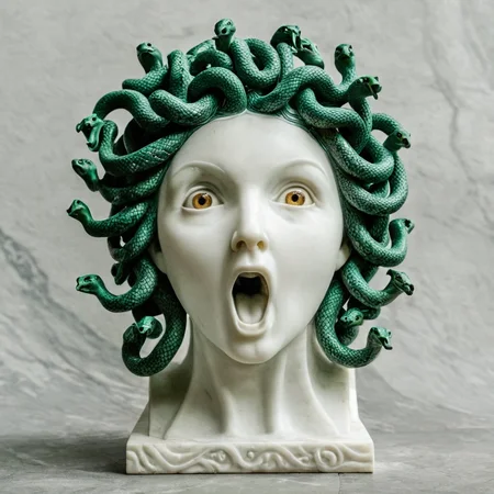 <lora:perfection style:0.3> perfection style
<lora:sculpture v3:0.9>
Marble sculpture a statue of  <lora:Medusa:1>
Medusa staring screaming at camera with big eyes