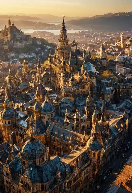beautifull city, the mystical light, professional photography, natural lighting, volumetric lighting maximalist. intricately detailed, complex, elegant, expansive, fantastical, film photography style,  medium grain