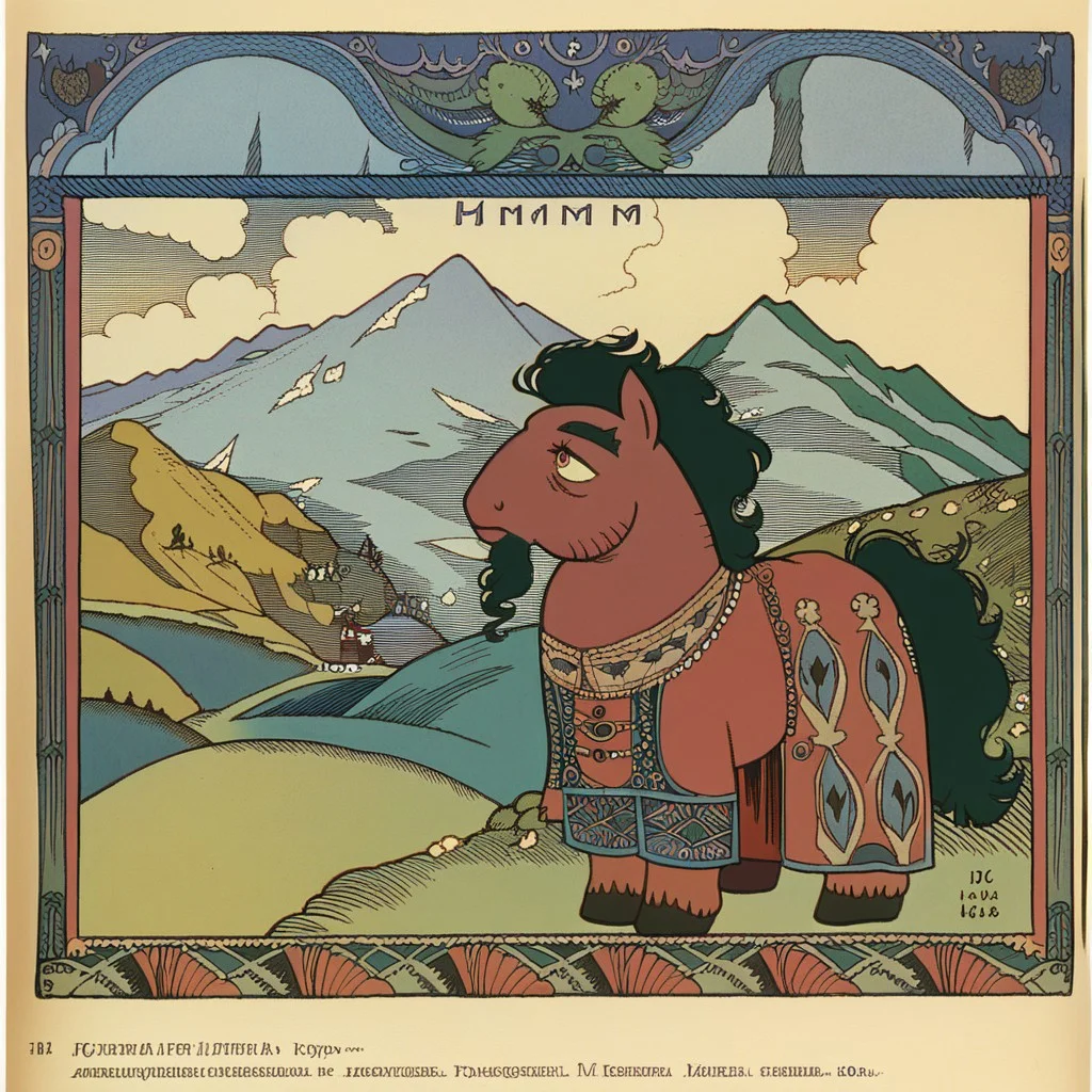 <lora:ivan-bilibin_pony_v1:1> ' grimm's ' by bilibin ivan in 1911,design \(genre\),art nouveau \(modern\) \(style\), Old Slums Houses in a hill sided by a mountain, score_9, score_6_up, score_7_up