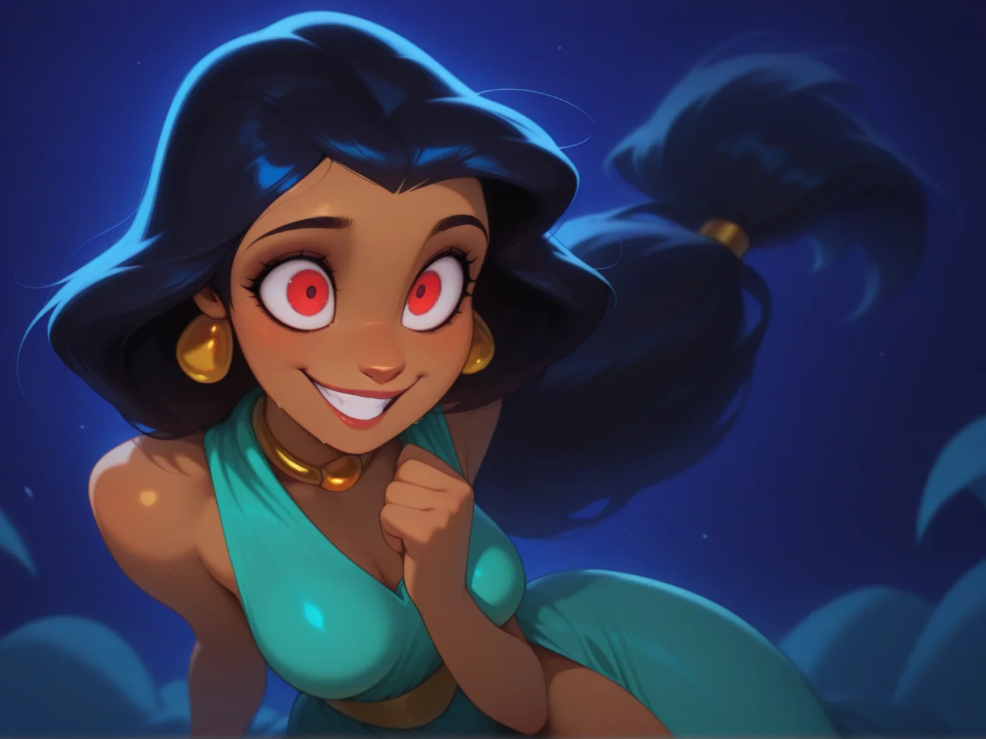1girl,
Jasmine \(disney\), dark-skinned female, black hair, long hair, ,
red eyes ,
<lora:DarkfireKans3n_v2Final:1>