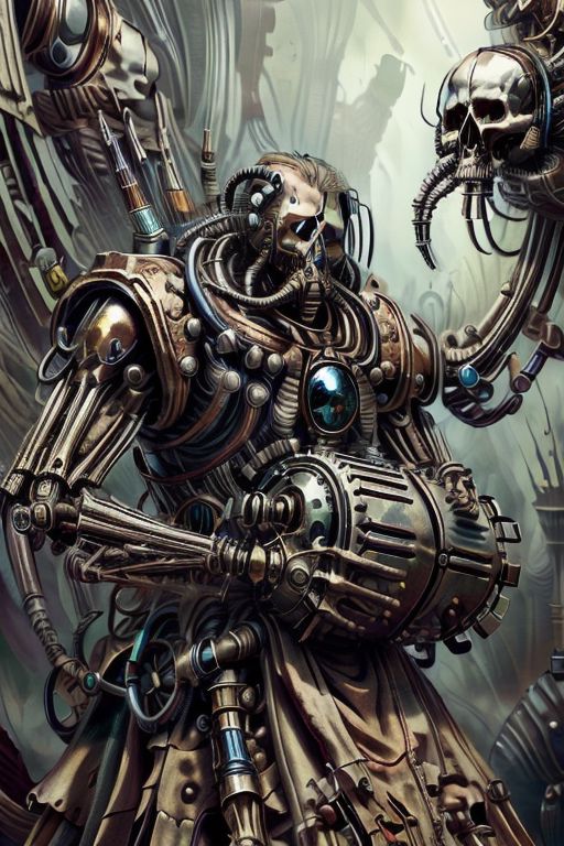 ((masterpiece,best quality)), absurdres, BREAK
mechanical arms, robes, hood, BREAK
((techpriest)), cyborg, mechanical face, mechanical limbs, gas mask, mechanical tentacles, (mechanical backpack), blue cloak, BREAK
1other, solo, holding skull, BREAK
(BoneyardAI),