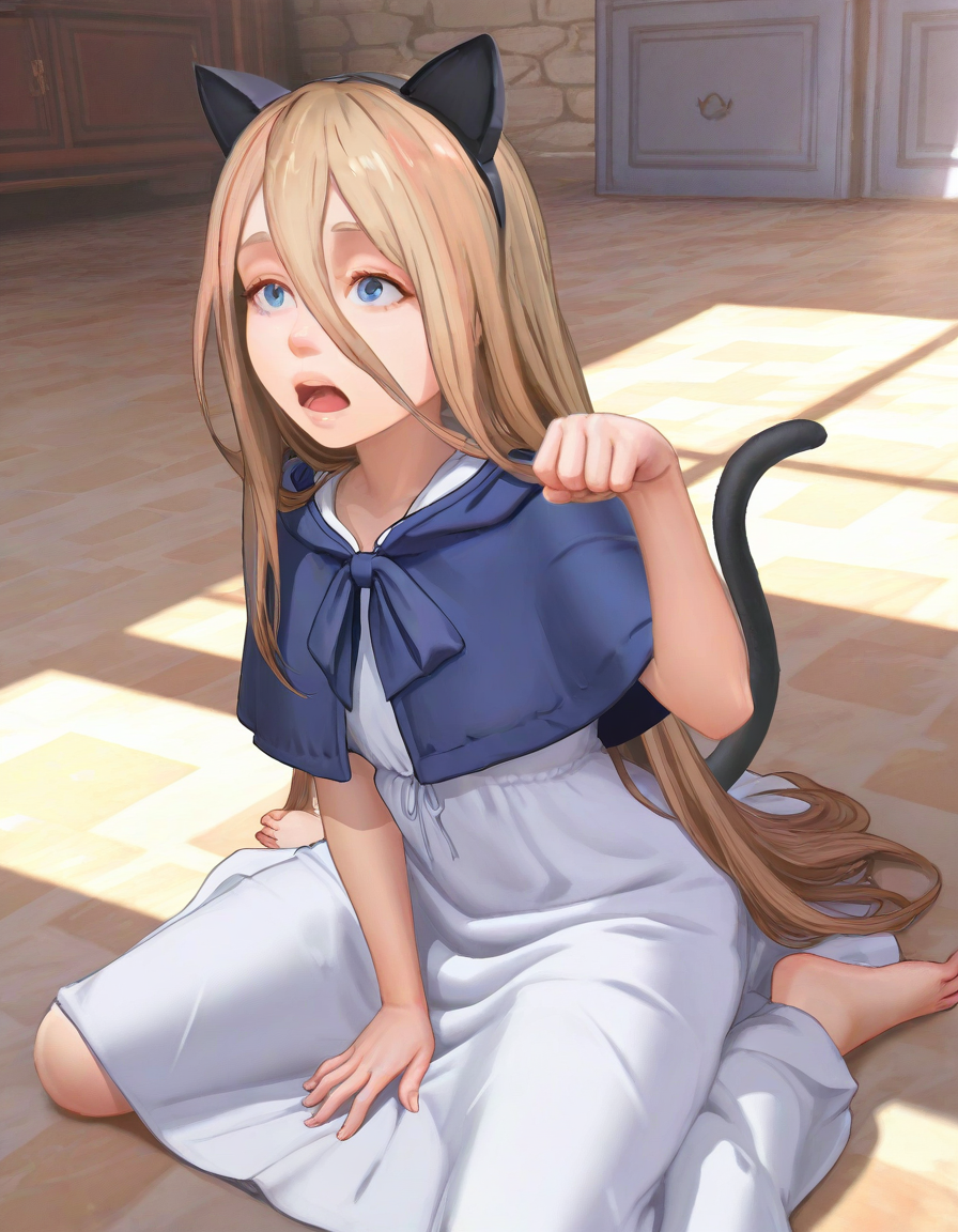 1girl on the floor, paw pose, open mouth, fake cat ears, sunlight, castle 
,,,,,,,,,,,,,,,,,,,,,,,,,,,,,,,,,,,,,,,,,,,,,,,,,,,,,,,,,,,,,,,,,,,,,,,,,,,,,,,,,,,,,,,,,,,,,,,,,,,,,,,,,,,,,,,,,,,,,,
 (sense \(sousou no frieren\):0.8), very long hair, hair between eyes, light brown hair ,blue capelet, white dress <lora:sense_illustriousXL_v01_last:.5>
<lora:taffytales_style_illustrious_v1:1>