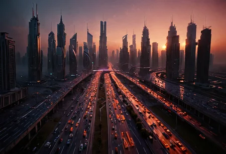 realistic, RAW photo, high quality, Stable_Yogis_PDXL_Positives, <lora:Big_Liminal:0.8> liminal, atmospheric, fog, sunrise, sunset, vanishing point of a huge <lora:Futuristic_City_3D_r1:0.5> Futur1st1c C1ty, sunset, skyscrapers, neon, cars, hologram, highways, made of <lora:mo:0.4> made of smoke, in <lora:zavy-cntrst-sdxl:0.6> dark, chiaroscuro, low-key,<lora:Ron Fricke style v2:1.0> Ron Fricke style, <lora:cwhyberponk:0.8> cwhyberponk