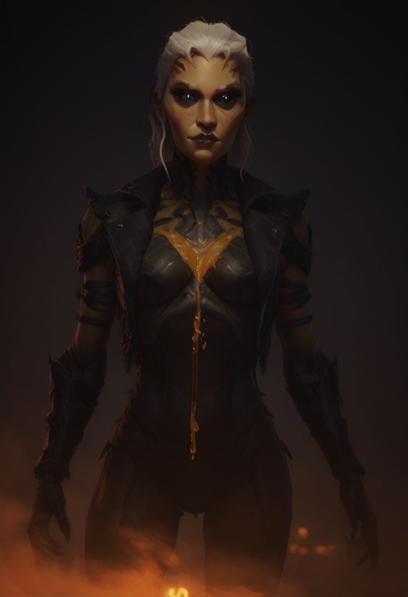 score_9, score_8_up, score_8_up, raw, Thri Kreen, colored sclera, beetle antennae, 2 pairs of hands, black eyes, black chitin, yellow face chitin, yellow stripes, insect wings, white hair, black antennae, fur collar,  steel armor, fantasy background, blurred background, arthropod abdomen, arthropod, insect, insect hive background, blurry background, honey, dripping honey, gloden diffuse lighting, dark lighting, Dvorah,
BREAK, arcan3styl3v1, 43stl1ght1ng, low light, dramatic lighting, darkness, smoke, neon, spotlight, concept art, realistic, dark theme, low light,