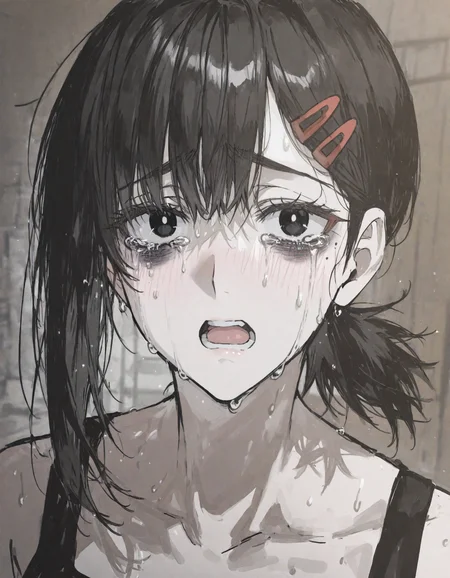 ken \(shutenndouji1\),(remsrar:1.1),lineart,taira yuuki,(tama launcher),sketch,
higashiyama kobeni,
1girl, :o, bags under eyes, black eyes, black hair, crying, hairpin, mole, mole under eye, multiple hairpins, portrait, single sidelock, sweat, sweatdrop
<lora:KonyaKarasue:0.4>,konya karasue,<lora:96YOTTEA-WAI:0.4>,<lora:spo_sdxl_10ep_4k-data_lora_webui:0.6>,
