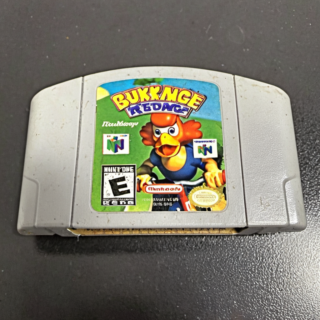 <lora:n64-000002:1> n64 videogame, cartridge, text "chicken riding a bicycle"