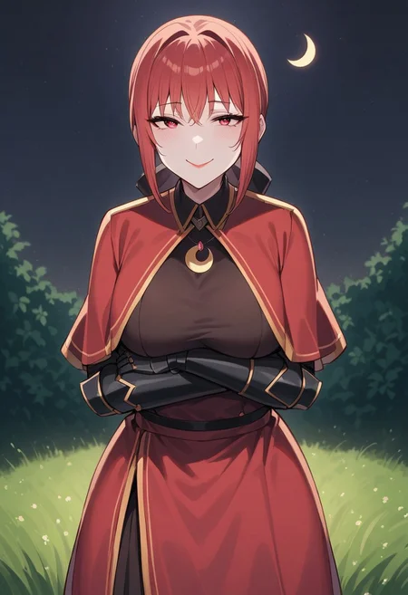 Makima
masterpiece, best quality, very aesthetic, absurdres, 8k,<lora:flat_sdxl:-0.5>,<lora:xl_more_art-full_v1:0.4>, <lora:add-detail-xl:0.35>,<lora:sdxl-hairdetailer_02:0.35>,<lora:offset_0.2:0.65>,<lora:sd_xl_dpo_lora_v1:0.5>, <lora:neg4all_bdsqlsz_xl_V91:0.75>,(ray tracing,:0.6),
<lora:Ani_Fkmk_For31_V2_Prodigy_test:1>,fkmk,
<lora:Ani_Olga_v2_for3.1:0.65>,
olgak,1girl,solo,large breasts,lipstick, makeup,
Red hair,
seductive smile,
pendant, milf, mature woman, 
Pntr,Pnre,<lora:Ani_Metas_V3_For_3.1_Prodigy_test:0.4>,armor,gauntlets, greaves,full armor,waist cape,capelet, 
standing,
holding glowing sword,
Upper body view, face close, 
in meadow,
crescent moon,moonlight,starry sky,
<lora:lowlight:0.7>,lowlight,night, dark background,