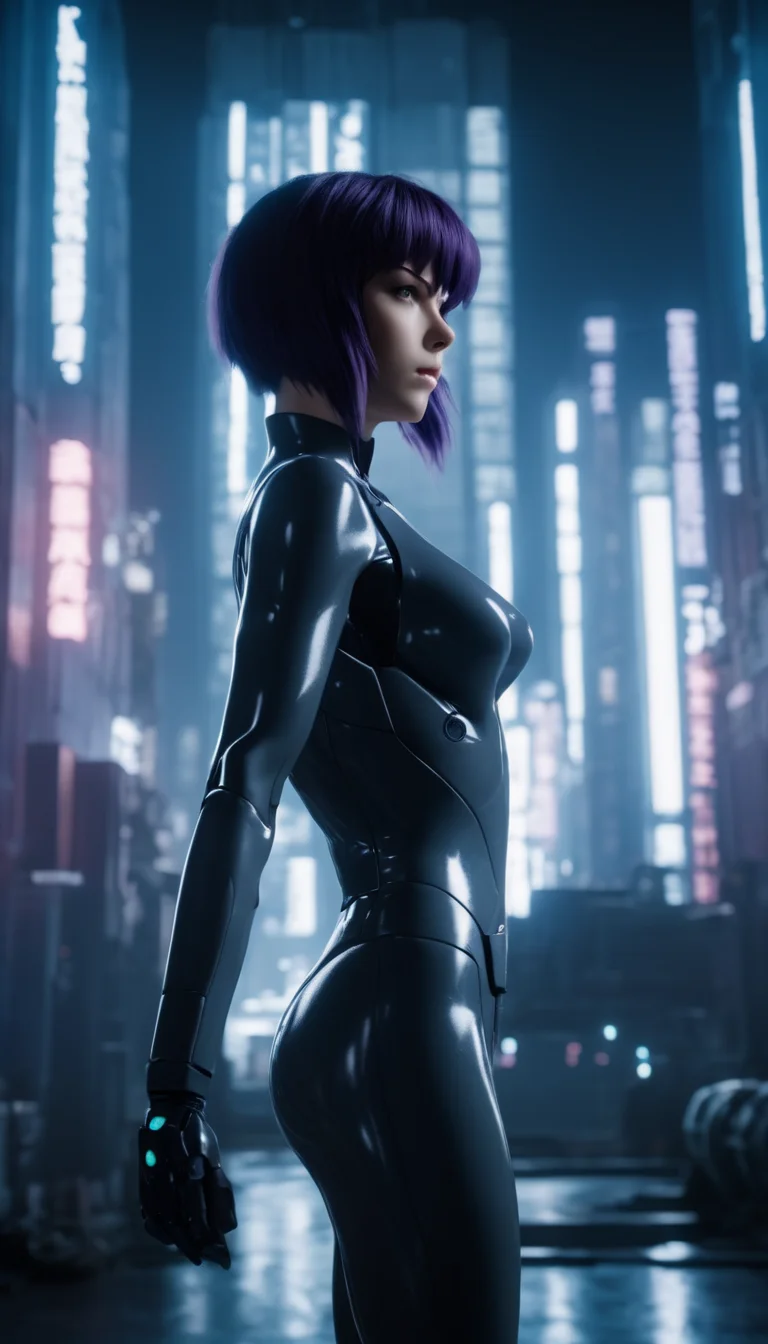 cinematic photo Cinematic scene, Kusanagi Motoko, Ghost in the Shell, detailed background, masterpiece, best quality, high quality, highres, absurdres <lora:kusanagi_motoko:1> . 35mm photograph, film, bokeh, professional, 4k, highly detailed