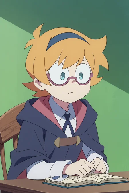 score_8_up, score_7_up, anime screencap, perfection, Lotte Jansson, solo, upper body, glasses <lora:Little_Witch_Academia-Lotte_Jansson-PDXL:0.8>