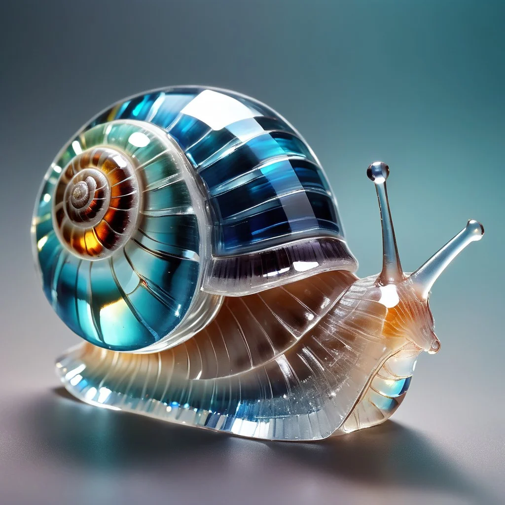 cs-cr1stal-v2 analog realistic Symbolism colour photo of a snail with bioluminescent shell, very detailed, award-winning