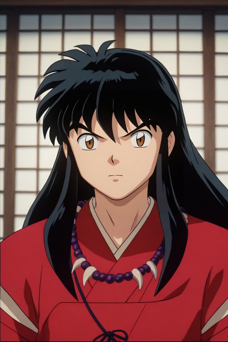 score_9, score_8_up, score_7_up, source_anime, rating_safe, intricate details, (3d:0.4), looking at viewer, depth of field, 1boy, solo, male focus, <lora:inuyasha_pony:0.92>, inuyasha, black hair, brown eyes, necklace, jewelry, , kimono, japanese clothes, red kimono, , clown costume, <lora:sdxl_lightning_8step_lora:1>