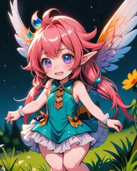 <lora:EnvyMonsterGirlXL01:1.2> portrait of a sexy (gnome, tiny, mischievous humanoid creature, 1 to 2 feet tall, meadows, playful, curious, delicate wings, flitting throught the air, fanatasy ((monster-girl))) <lora:neg4all_bdsqlsz_xl_V9:0.7> <lora:detailed_notrigger:0.7> <lora:EnvyCuteSliderXL01:1.7>