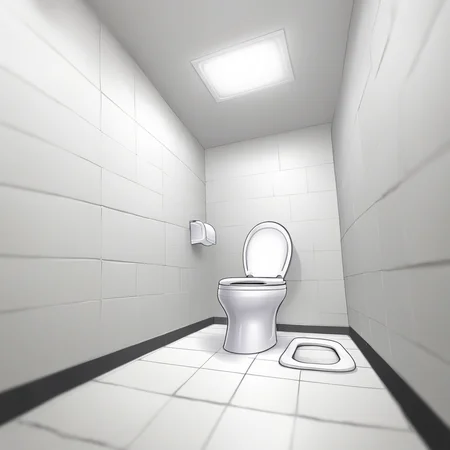 great quality,squat toilet,no humans,tile floor,white wall,ceiling,imdoors,toilet paper,