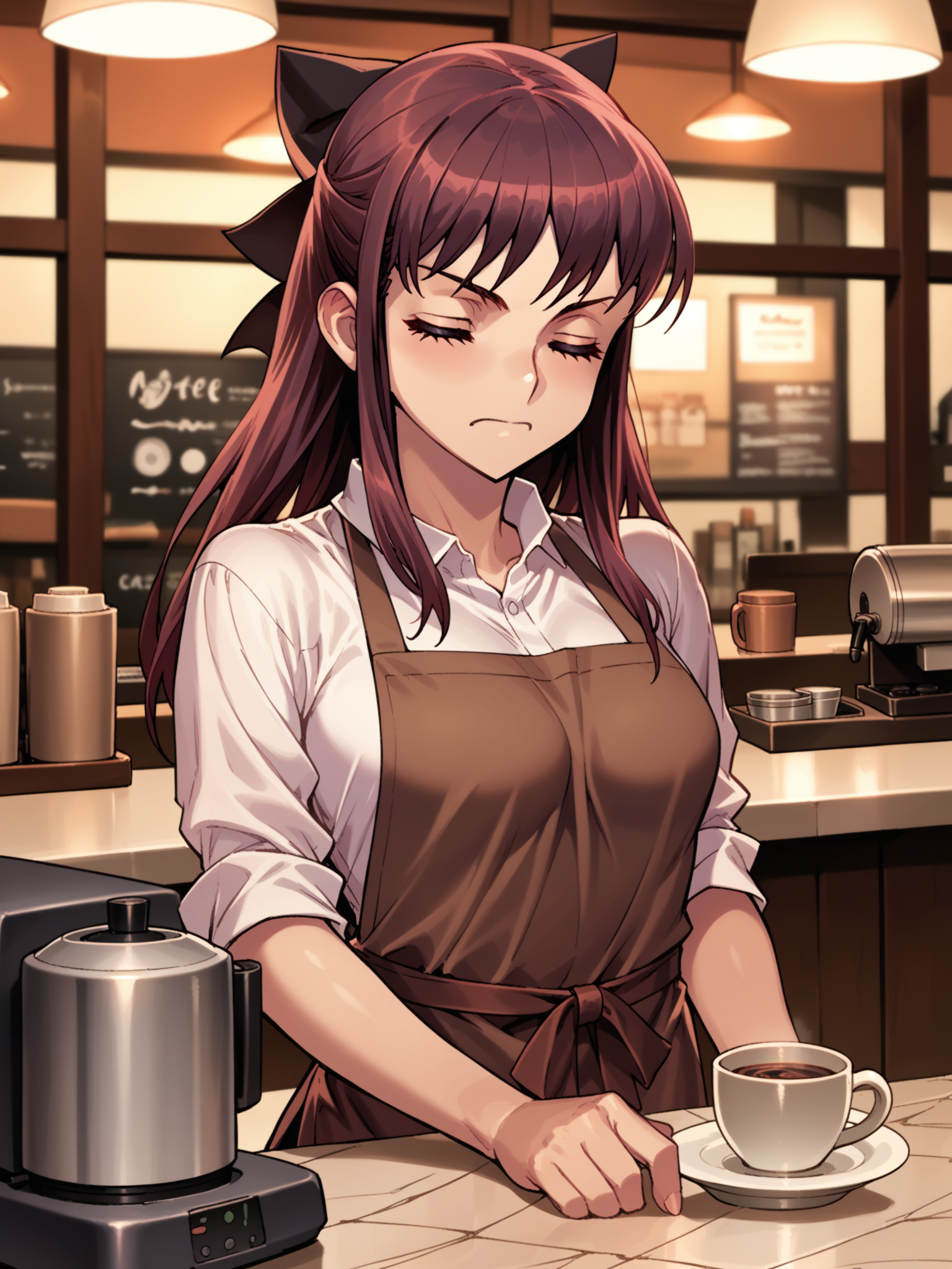 (, solo:1.1) <lora:happy_tentacle-elseria-v0.5-000020:1>, ht_elseria, hair bow, 1girl, () ( :1.1) ( , (wide-eyed :1.2) , (wince :1.2) , (heavy breathing:0.8) , (looking at viewer:0.6) :1) , indoors, ((night, night sky :0.6), :0.8), ( window :0.9), (furniture:0.9), , , , , ( :0.8), cafe, coffee maker, barista, brown apron, ( :0.8) score_9, score_8_up, score_7_up, score_6_up, score_5_up, score_4_up, [(realistic, photorealistic:1.3):(realistic:1.2):24] [(3d:1.2)::16] <lora:LUUNA's Lunas-NijiJourney-SDXL-B2:0.35>, nijijourney <lora:prgfrg23's Counterfeit-V3.0 Style SDXL_LoRA_Pony Diffusion V6 XL:0.5> <lora:mfcg's mfcgXL:0.12> <lora:reweik's gyokai(himehajime)_PonyXL_style_v01:0.14>