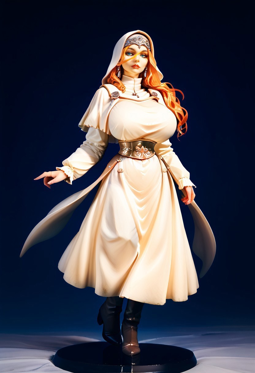 safe_pos, absurdres, hires, score_9, score_8_up, score_7_up, painterly, faux traditional media, renaissance, (full body, from the front), no helmet, European woman, tall and muscular, standing proud, Spanish musketeer with ornate breastplate, large claymore on her back, (late medieval European city background),Elysium, (huge breasts)