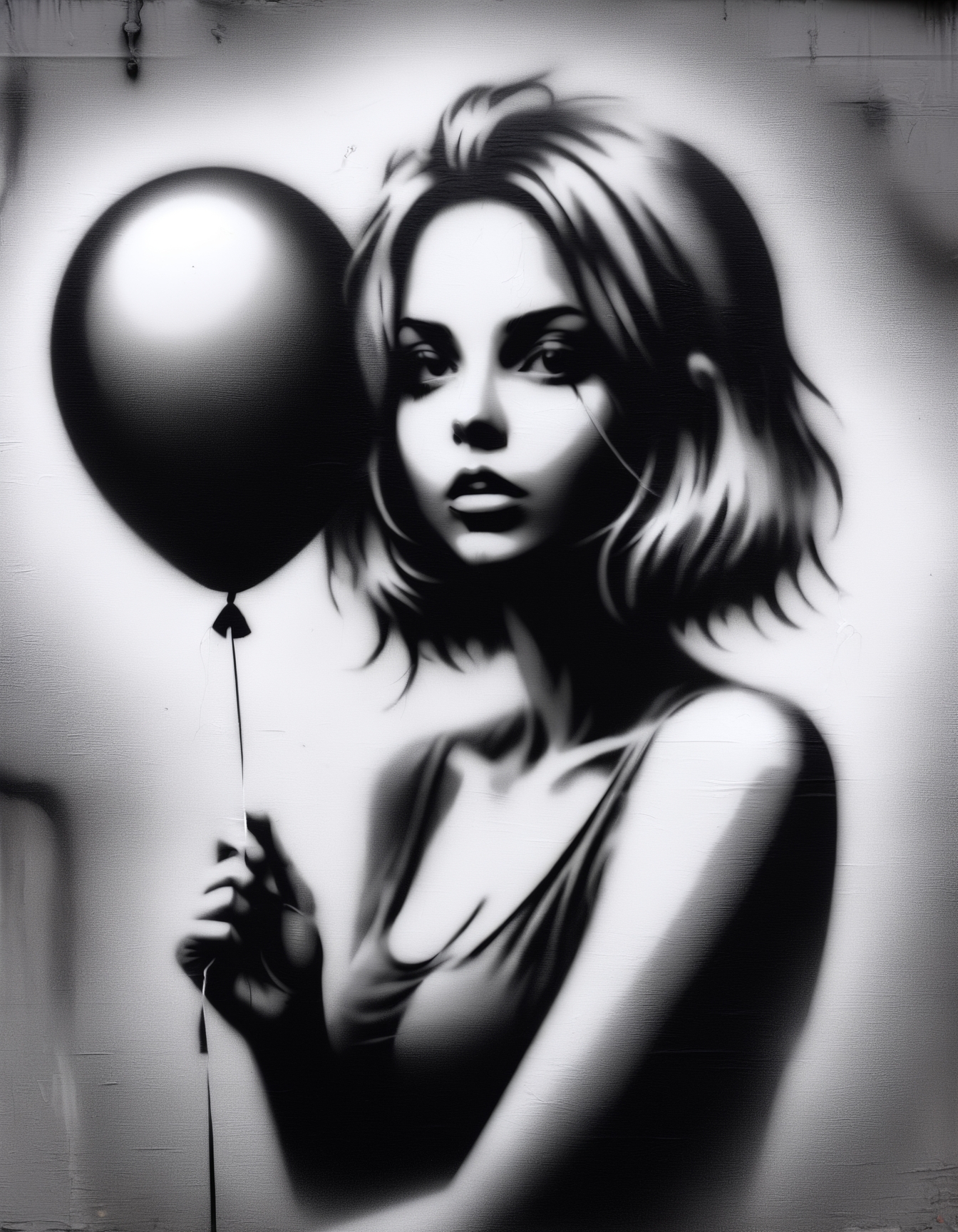 (zavy-fzzgrfft:1.5), woman with a balloon, screentone,