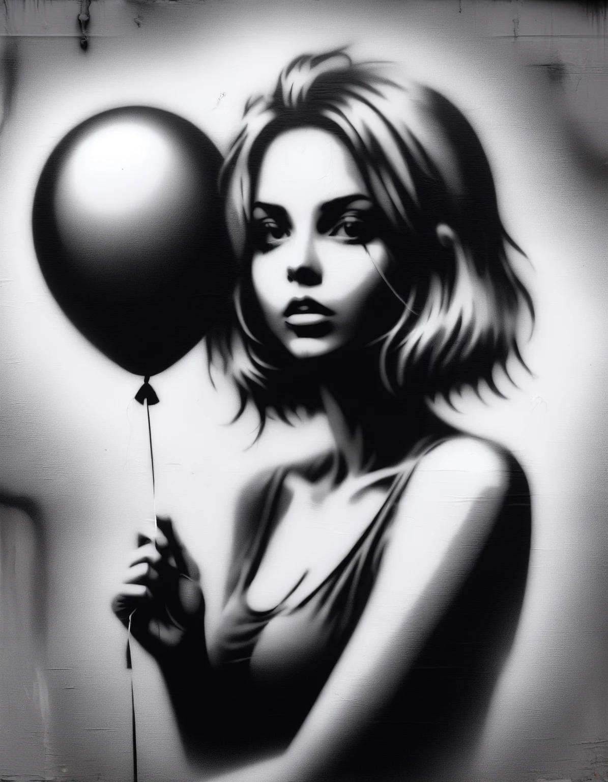 (zavy-fzzgrfft:1.5), woman with a balloon, screentone,