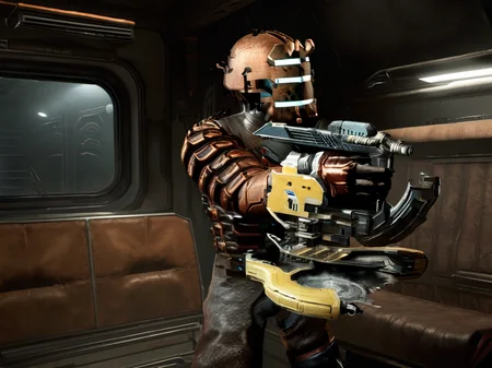 photorealistic <lora:isaac_swbl-000090:1>nlwx, medium shot, side view, compartment on the train, leather armchairs and luggage space, lit from above deadspace style, darkness, horror, highly detailed, accurate, realistic