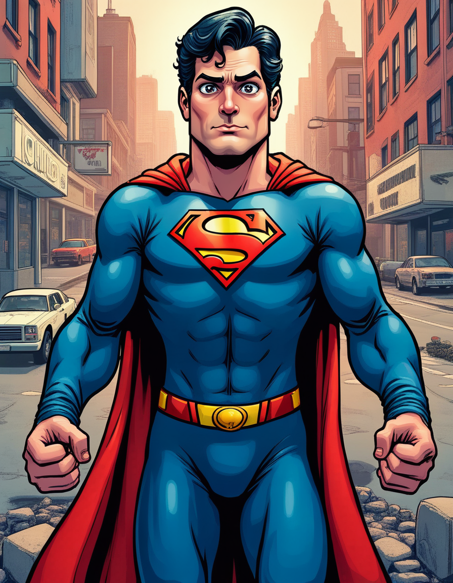 a superman comic cover, artstyle by Jed-cmc,   <lora:ComicStyleXL-000006:1>