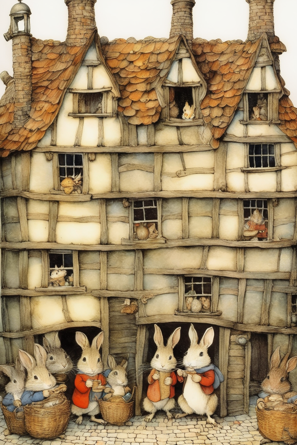 <lora:Randolph Caldecott Style:1>Randolph Caldecott Style - Hopefully, all unfortunate children will find warm homes. drawing and painting, blend of the styles of Beatrix Potter, ANton Pieck and Pieter Breughel