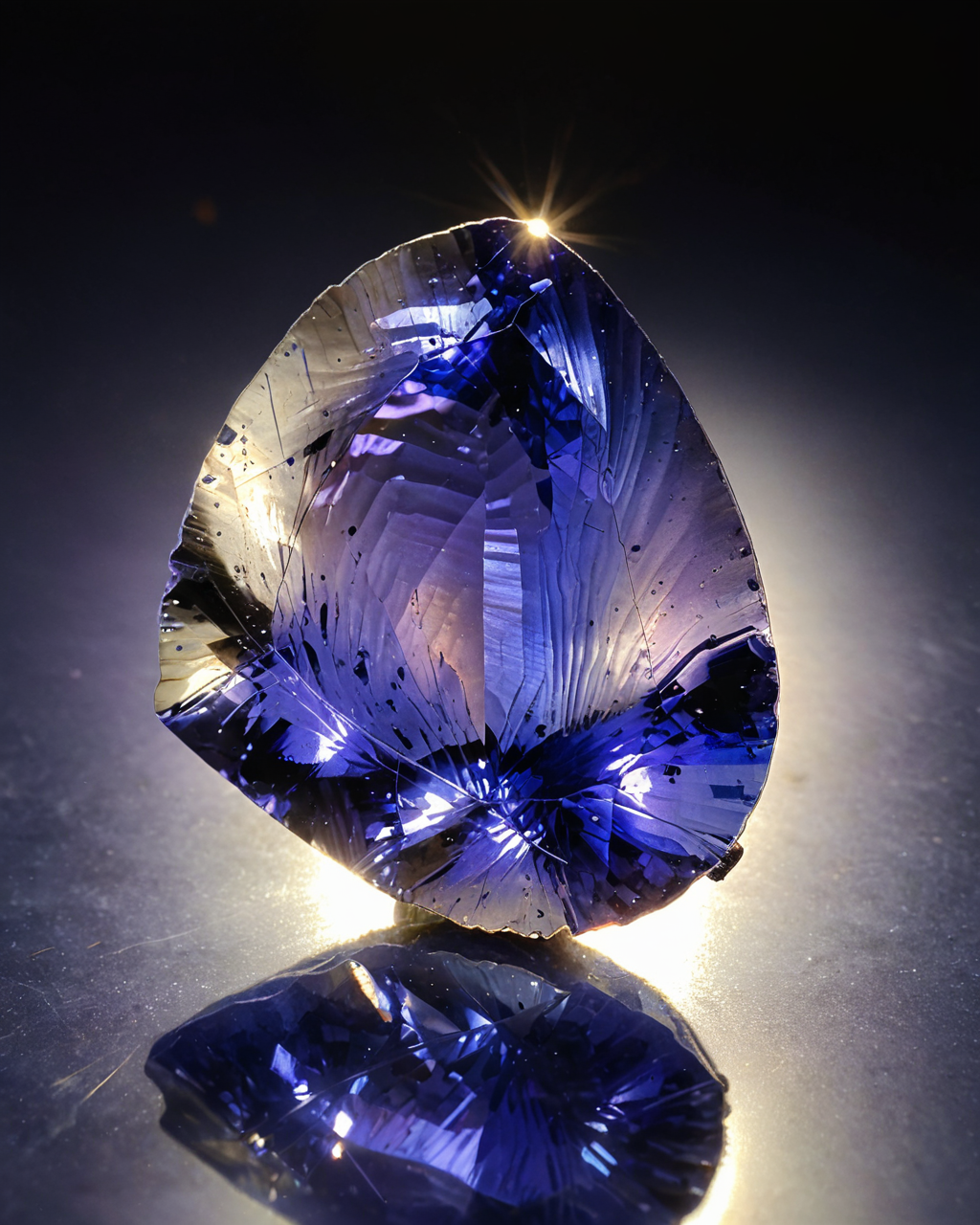 large thin slice of TANZANITE on display, light shining through from behind,  brilliantly illuminated colors, <lora:add-detail-xl:0.85> <lora:xl_more_art-full_v1:0.6>