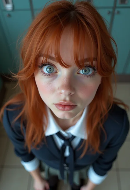 instagram photo,school uniform, closeup face photo of 20 y.o Chloe ,multicolored hair, (clevage:0.4),((bra removal)),
big eyes, pale skin, hard shadows, cowboy shot,russian, satchel,short school skirt, long eyelashes, school briefcase on the background, clevage, medium breast, heterochromia,playful look,